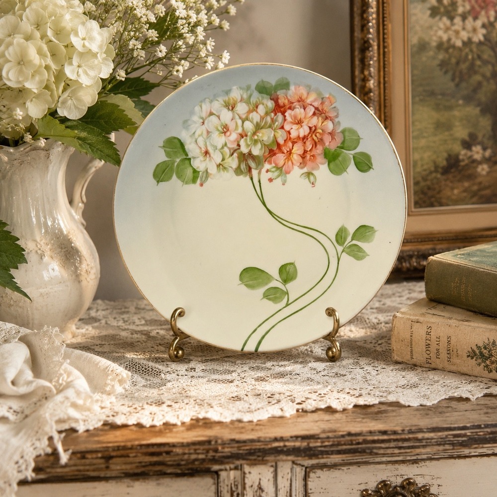 Antique Z.S. & Co‎ Bavaria Hand Painted Floral Cabinet Plate German Porcelain